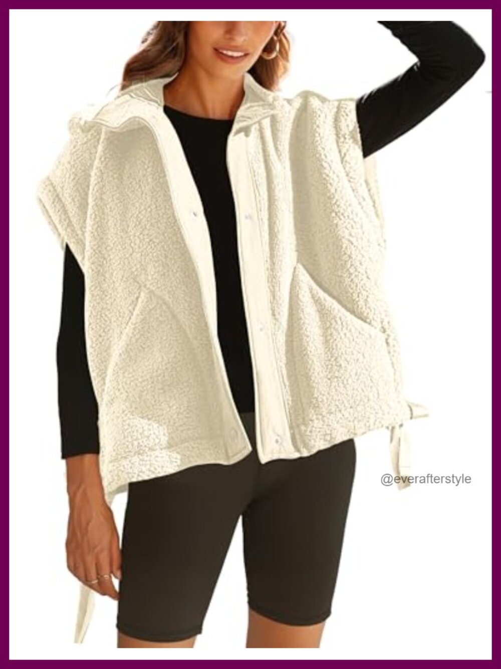 Oversized Sherpa Fleece Vest Sleeveless Button Down Casual Jacket